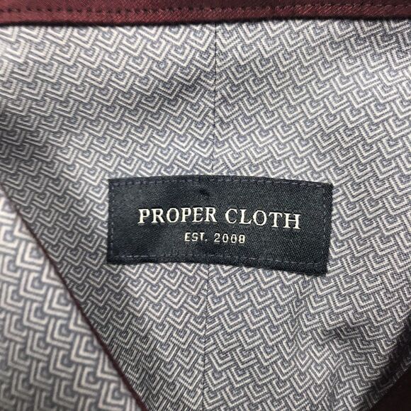 PROPER CLOTH Reda Shirt Men XL Blue Zig Zag Print 100% Merino Wool Flip Cuff - Picture 9 of 12